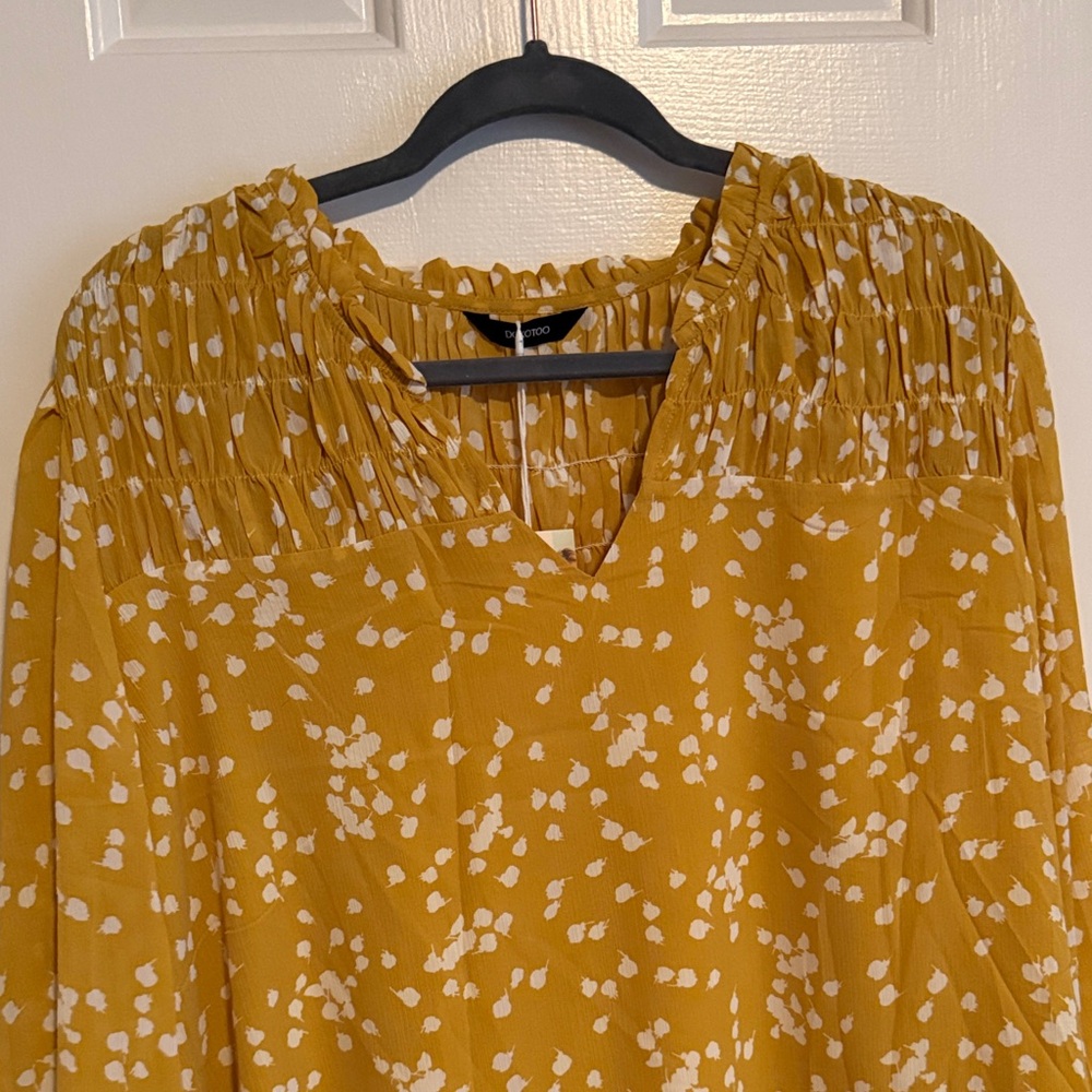 Smocked Yoke Mustard Floral Blouse